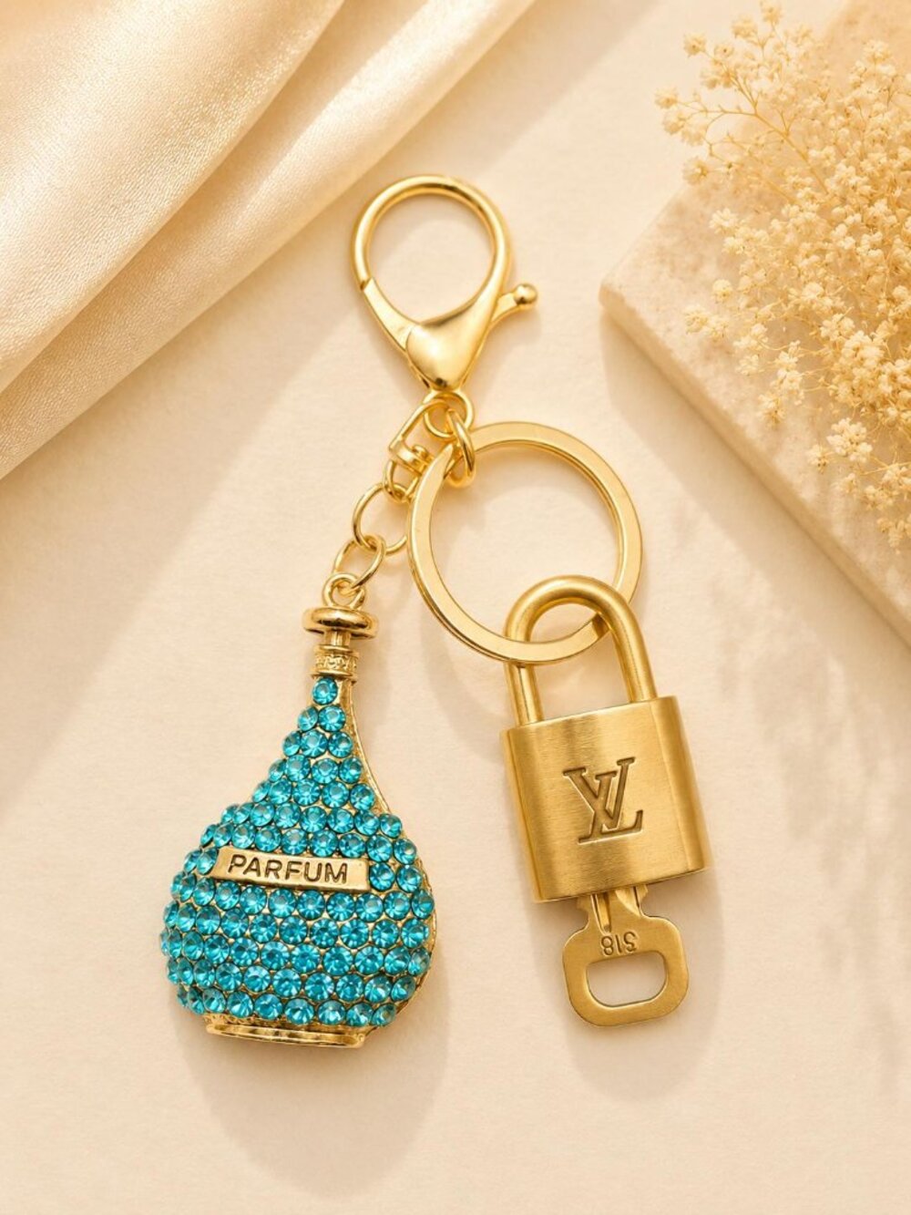 Authentic LV Gold Padlock 🔑 Unbranded Perfume Bottle Keychain